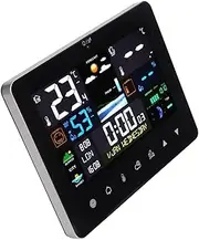 Colorful Touch Screen Digital Weather Forecast Station Wireless Indoor Outdoor Thermometer with Alarm Clock and Moon Phase Display for Home Office Use