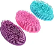 Healeved Bath Skin Cleaners 3pcs Silicone Bath Brush Maid Shower Brush Body Shower Brush for Gentle Massage and Exfoliati