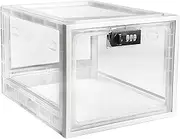 Medicine Box with Combination Lock,Lock boxes for Medication Safe Storage Cabinet, Large Lockable Locker for Food,Snacks,Phone Jail,Refrigerator Container,Marker Organizer,Home Safety,Clear Lockbox