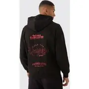 Mens Black Regular Fit Celestial Stacked Text Graphic Zip Through Hoodie
