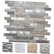 Sheet Peel and Stick Backsplash Tile, 10 20Trapezoidal Distressed Silvery Moon