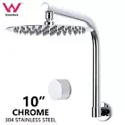 Round 10" Chrome Rain Shower Head Swivel Gooseneck Shower Arm Progressive Mixer