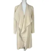 Steve Madden Slub Knit Jacket Size Small Beige Drape Front Open Front Coatigan