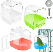 Supkiir 4Pcs Clear Bird Bath for Cage, Parakeet Bath Cage Accessories with Water