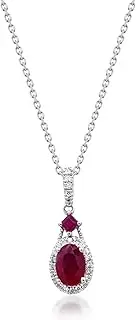 [Gin & Grace] 10K White Gold Mozambique Genuine Ruby Pendant with Diamonds for women | Ethically, authentically & organically sourced (Oval) shaped Ruby hand-crafted jewelry for her | Ruby Necklace for women