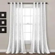 Lush Decor Calia Chevron Geo Window Curtain Panel Pair, 84" L x 52" W, Gray