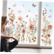 Fall Boho Flower Window Clings Wildflower Garden Floral Glass Sticker Decal