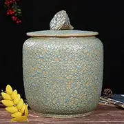 Airtight Ceramic Rice Bin With Lid, Ceramic Rice Bucket Classic, Ceramic Rice Storage Jar, Grain Dispenser For Beans Corns Wheat Oatmeal(15kg/33lbs)