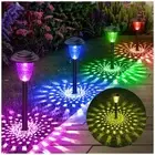Solar Pathway Lights, 8 Pack Bright Color Changing/Warm White Solar Lights Ou...