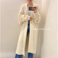 在飛比找蝦皮購物優惠-台灣現貨☁️韓國打版優雅仿水貂毛長版針織外套 毛毛外套 針織