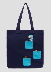 graniph x Doraemon Square Tote Bag Navy Secret Tool "Baibain" Model Limited
