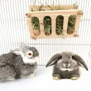 Wooden Hay Rack Manger Multi-Functional Manger Grass Holder Hamster Bowl