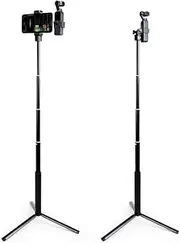 MAXCAM Selfie Stick Tripod Extension Rod for DJI Osmo Pocket, Aluminum Alloy Extension Rod + Aluminum Alloy Tripod + Phone Holder + Accessory Mount. (Osmo Pocket and Mobile Phone NOT Included)