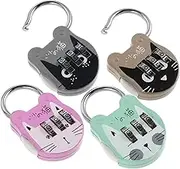 HOUDERCO 4Pcs Cute Cartoon Combination Pad Locks Compact Locker Locks for Gym School Travel and Home Use Durable Locking Accessory Grey