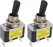 VGOL 2Pcs 12V 30A 3 Pin On Off Toggle Flick Flip Switch with Red Led Tip Car Dash Light for Automotive Car Truck Vehicle Electronic Automation
