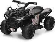 HONEY JOY 6V Kids Ride-On Car, Toddler Electric-Motorized Small ATV w/Wear-Resistant Wheels, Music, Horn, LED Light, Storage Box, Children Beach Quad Vehicle for 18-36 Months (Black)