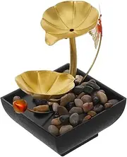 BESTOYARD Desktop Fountain Ornaments Tabletop Level Natural Lotus Leaf Rock Centerpiece River Use Design Home Room Mini Small Decoration Indoor Office Waterfall Outdoor Feature Golden Iron