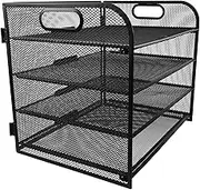 jojofuny 4 Metal File Organizer with Detachable Paper Tray and Handles Desk Document Storage for Classroom and Office Black Desktop File Folder Rack