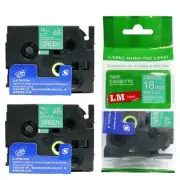 2/Pack 18mm White on Green Tape for P-touch Model PT9600, PT-9600 Label Maker