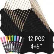 12 Pcs 4 x 6 Acrylic Chalkboard Hanging Sign with Chalk Markers Chalk Board Sign