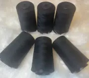 6Pcs 6000 Yards Quality Overlocking Sewing Machine Polyester Thread Cone, Black