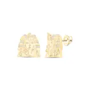 10K Yellow Gold Mens Round Diamond Pharaoh Earrings 1/12 Cttw