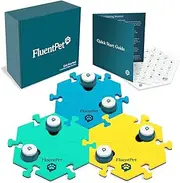 FluentPet Recordable Dog & Cat Talking Button Get Started Kit | Cat & Dog Talking Button Set with 3 HexTiles & 67 Word Stickers | 6 Talking Dog Button for Communication with 18 Pre-Installed Batteries