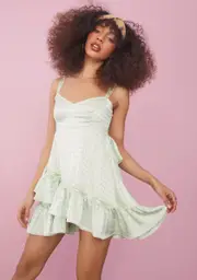 [Sugar Thrillz] Sage Cup Of Tea Satin Slip Dress