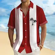 Men's Coconut Tree Tropical Plants Shirt Summer Hawaiian Shirt Button Up Shirt Short Sleeve Hawaiian Holiday Beach Wear Summer Spring Turndown 3D Print Collare