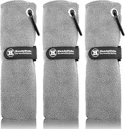 Microfiber Golf Towel (40x40cm) with Carabiner Clip, Hook and Loop Fastener - The Convenient Golf Cleaning Towel Pack, Handy Picks