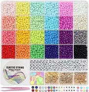 LIS HEGENSA 24 Color 3600pcs 4mm Glass Seed Beads for Jewelry Bracelet Making Kit, Small Beads Friendship Bracelet Kit, Tiny Waist Beads Kit with Letter Bead, DIY Art Craft Girls Gifts
