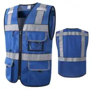 Safety Surveyor's Vest Sz M Workwear Security Blue Vest With Pockets