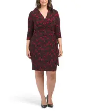 NEW ANNE KLEIN BLACK FLORAL CAREER FAUX WRAP SHEATH DRESS SIZE 1X 2X 3X WOMEN