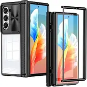 [Ysnzaq] Case for Samsung Galaxy Z Fold 6 With Slide Camera Lens Cover, [Hinge Protection] Rugged PC Military Grade Shockproof Protective Cover Case for Samsung Galaxy Z Fold6. MJ-Black