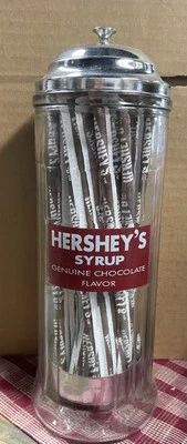 Hershey’s Chocolate Syrup Glass Straw Holder Dispenser Shadle Enterprise Inc USA