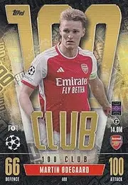 Topps Match Attax 2023 2024 Martin Odegaard 100 Hundred Club Trading Card