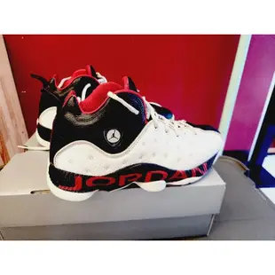 Nike 籃球鞋 Jordan Jumpman Team II  US10號 白 黑 紅 男鞋 中筒 皮革 公牛隊