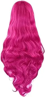 Rbenxia Curly Cosplay Wig Long Hair Heat Resistant Spiral Costume Wigs Anime Fashion Wavy Curly Cosplay Daily Party Rose Red 32" 80cm