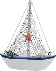 ULTECHNOVO Unique Mediterranean Sailboat Decor Wooden Sailboat Craft Mediterranean Style Home Decor Accessory