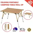 Camping Table Roll Up Adjustable Folding Portable Outdoor BBQ Picnic Wooden Look