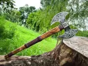 Handmade Double Head Berserker Axe, Large Norse Axe, Hand Forged Steel Axe AU