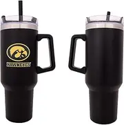 Desert Cactus University of Iowa Hawkeyes Large Insulated Stainless Steel with Handle Lid and Straw Reusable Double Walled Cup Hot and Cold Drinkware Laser Etched (40oz Rally Tumbler)