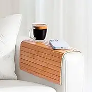 Praknu Sofa Tray Armrest – Flexible Couch Shelf Made of FSC® Bamboo Wood – 42 x 31 cm – Anti-Slip & Adjustable – for Snacks, Drinks, Remote Control & Mobile Phone – Easy to Clean