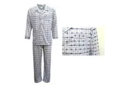 New Mens Cotton Pajamas Pyjamas PJs Set Long Sleeve Shirt Tops + Pants Sleepwear - Blue