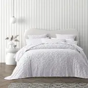 Bianca Ella White Cotton Soft Chenille Cozy Comfort Lightweight Bedspread Set