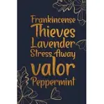 FRANKINCENSE, THIEVES, LAVENDER, STRESS AWAY VALOR, PEPPERMINT: ESSENTIAL OILS JOURNAL, ESSENTIAL OIL NOTEBOOK, ESSENTIAL OIL GIFTS, EO GIFTS, RECORD