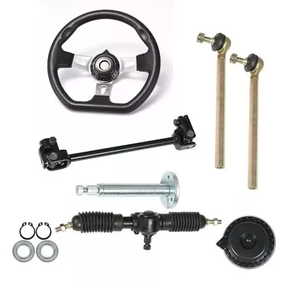 Go Kart Front Steering Wheel Rack Pinion Shaft Tie Rod Ends Assembly Buggy ATV