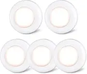STAR-SPANGLED Push Tap Light, Mini Night Touch LED Puck Lamp, Portable Under Cabinet Lighting AAA Battery Operated Powered, DIY Stick On Lights for Closet, Counter, Kitchen (7cm, Warm White, 5 Pack)