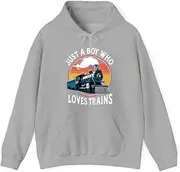 [X.Style] Just A Boy Who Loves Trains Lover Toddler ds040 Hoodie Grey S