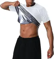 Donason Sauna Shirt for Men Heat Trapping Compression Sweat Suit T-shirt Workout Body Shaper for Gym Short Sleeve Shapewear